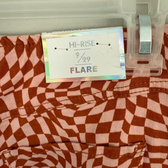 NWT Tinseltown orange plaid hi rise flare pants size 9/29 - Picture 6 of 8